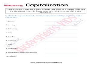 Capitalization Worksheets for Grade 2 for Kids