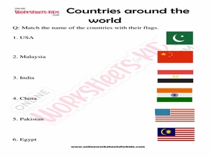 Countries Around The World Worksheets for Grade 2 Kids