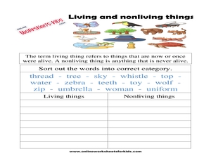 Living And Non Living Things Kindergarten worksheets