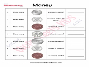 Money Worksheets for Grade 2 for Kids