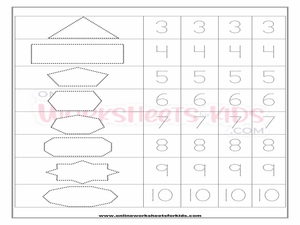 Shapes And Number Tracing Worksheet