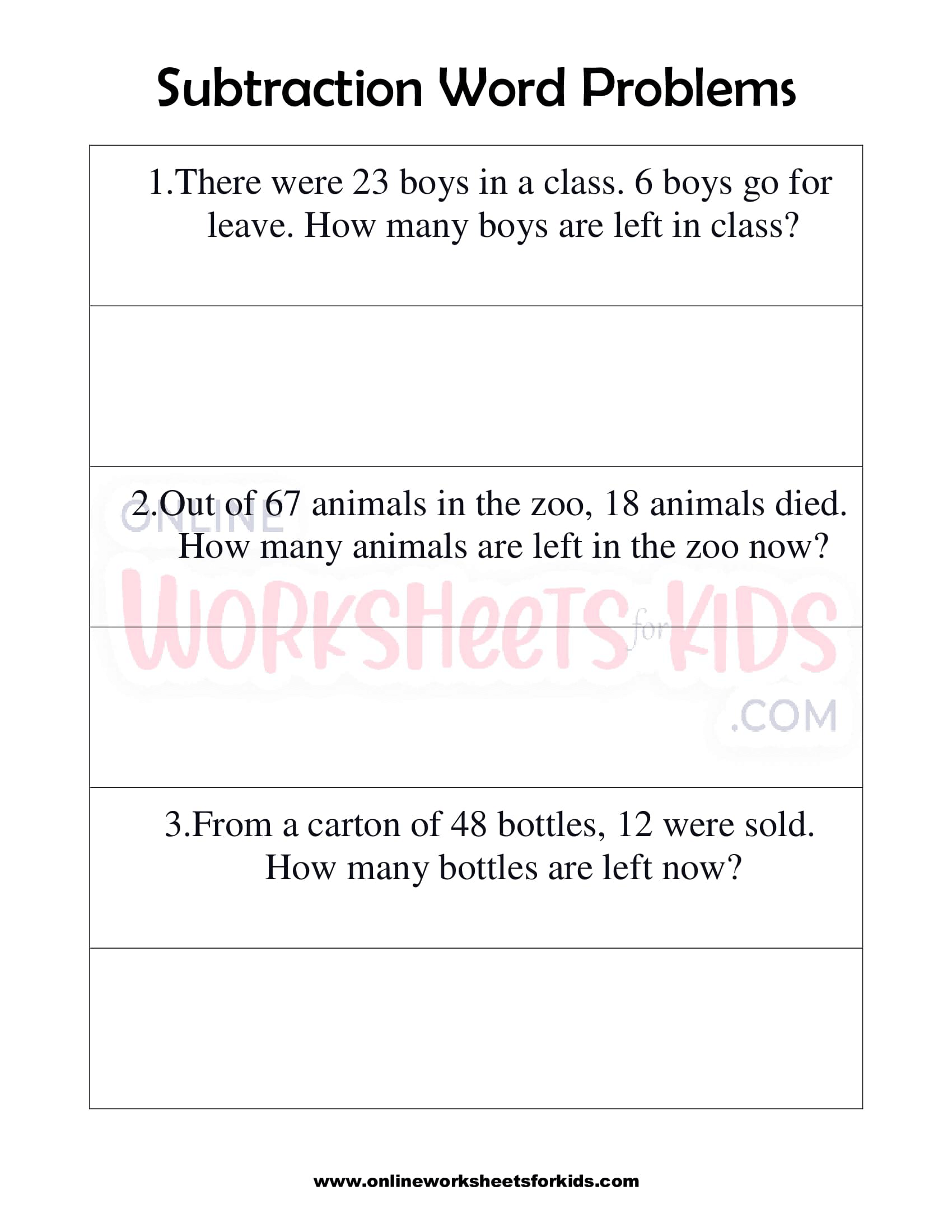 Subtraction Word Problems 01