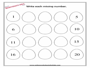 Missing Number Worksheets 1-20