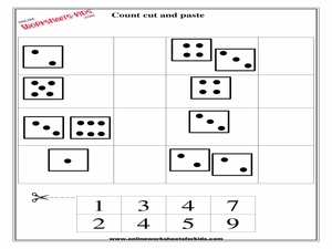 Dice Counting Numbers 1 till 10 Cut And Paste Worksheets