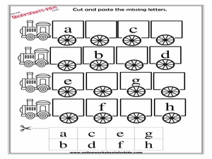 Lowercase Letters Cut And Paste The Missing Letters Worksheets